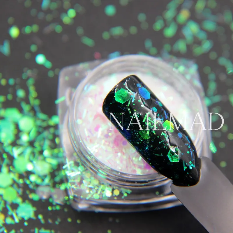 3ml/box Nail Art Glitter Mix Hexagon Acrylic Glitter Mixes Nail Sequins Holographic Glitter Nail Art Decorations