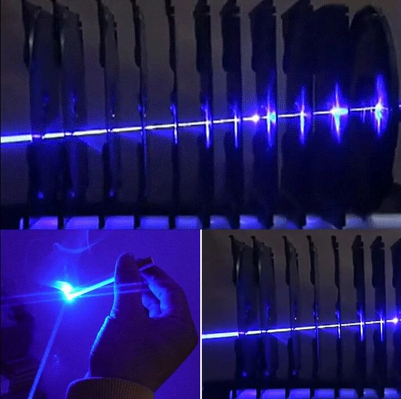 Mais Poderoso Azul Ponteiro Laser Caneta Forte Foco Feixe Isqueiro Lanterna Queimar Madeira Seca Caça 450nm Luz 3 Esporte e Lazer