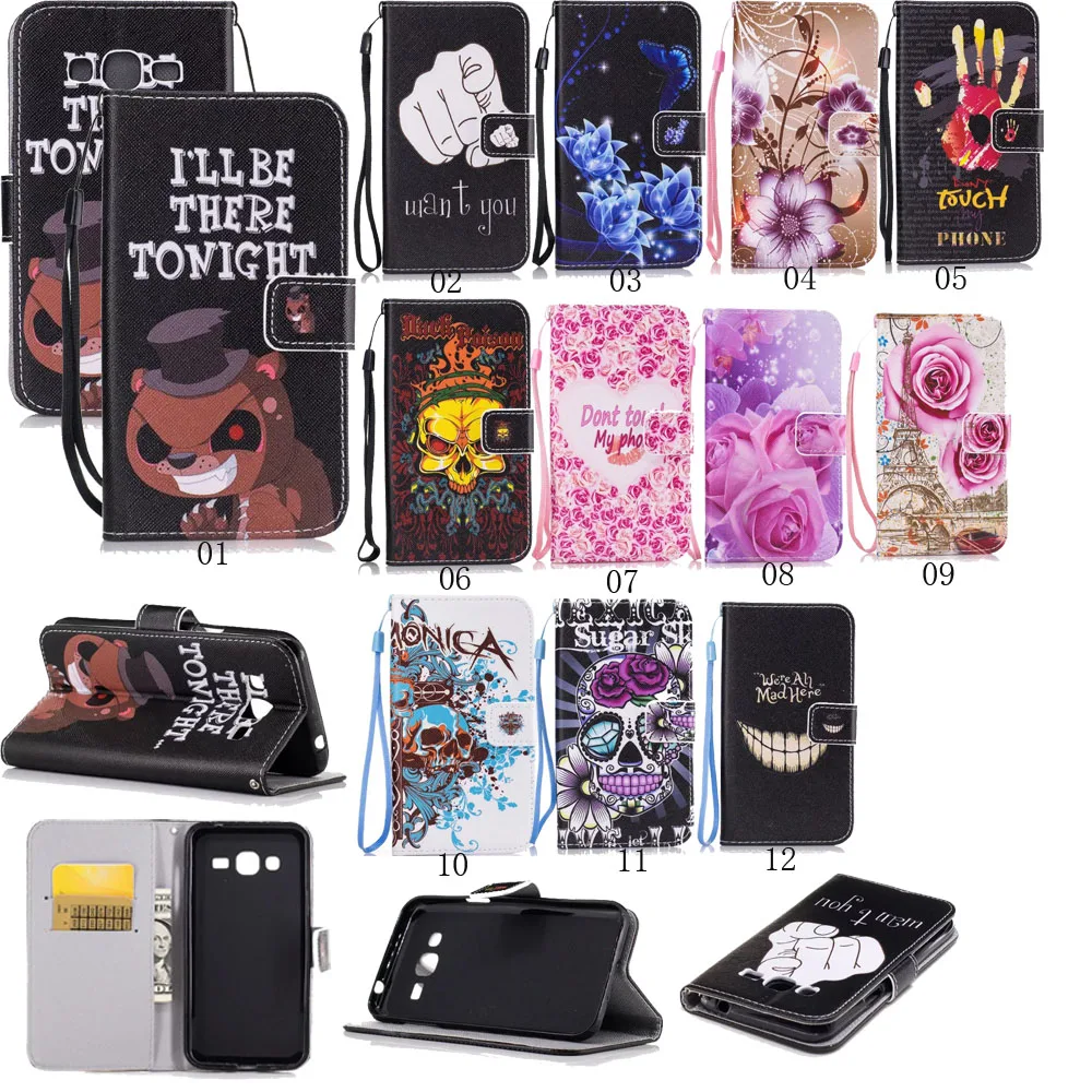 

J510 J2 Prime Book Style Painted Wallet Leather Cover Case With Strip For Samsung A3 A5 A7 J1 J3 J5 J7 6 2015 2016 J120 J3 2017