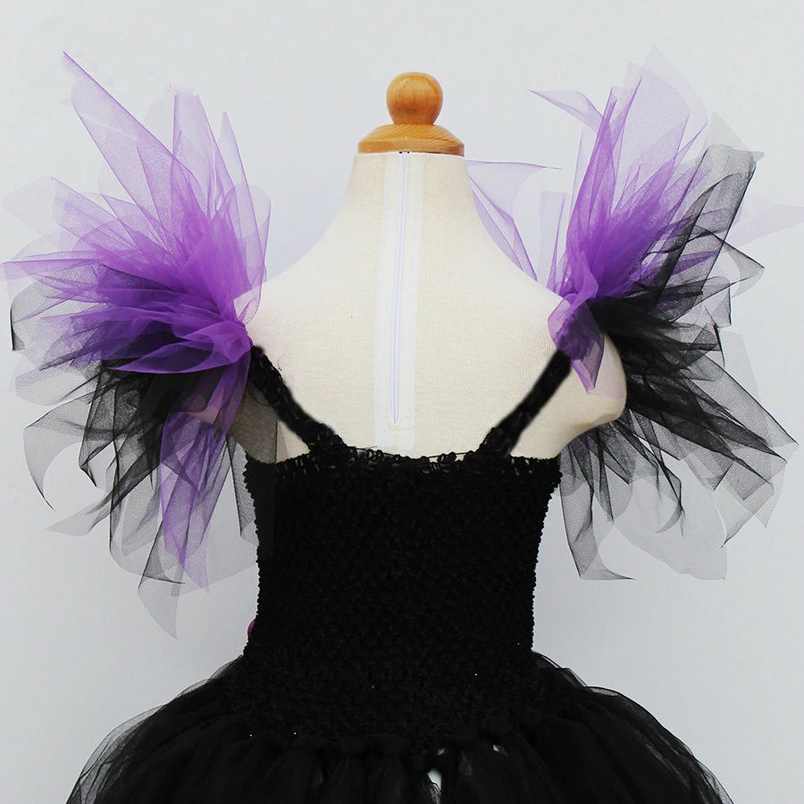 Maleficent злой королевы девушки хэллоуинская пачка платье дети косплей костюм ведьмы фантазия день рождения девочки праздничное платье принцессы