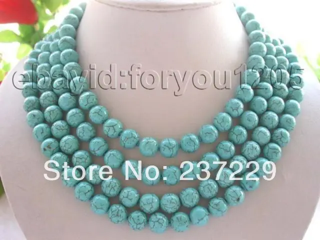 

DD Wholesale price FREE SHIPPING " 72" Longest Genuine Natural 10mm Green Round Turquoise Necklace