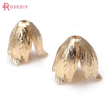 

4PCS 22x20mm 24K Champagne Gold Color Plated Brass Speaker Calyx Beads Caps High Quality Diy Jewelry Accessories