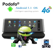 Podofo E02 8″ Touch 4G Android Wifi Registrar GPS FHD 1080P Video Recorder Dual Lens Dashcam ROM 16GB ADAS Car Dvr Camera Cams