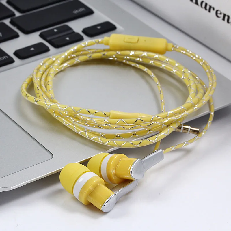 Fashion Braided Wired Earphone HiFi Stereo Super Bass Earphone Music In-ear Headset With Mic Portable Audio And Video Device