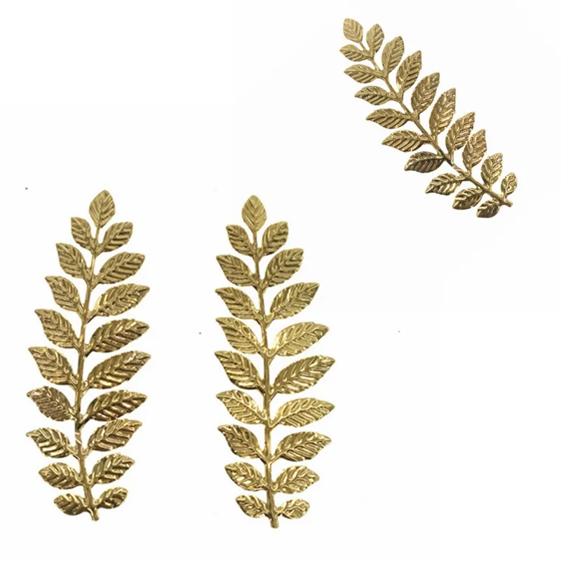 

10pcs Metal Long Leaves DIY Large Flower Piece Handmade Hairpin Headwear Material Metal Piece Jewelry Accessories YYY8004