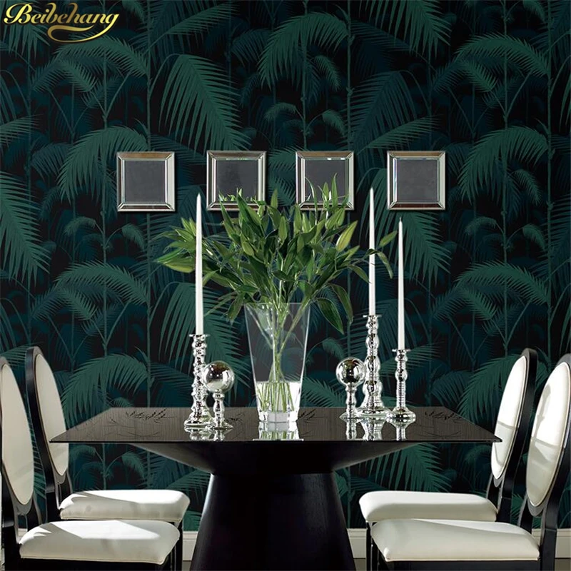 beibehang Tropical rainforest palm leaf green forest natural forest non-woven plant flower wallpaper scroll papel de parede