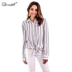 LIONSTILL 2018 осенью новый Для женщин блузки в полоску Блузка с длинными рукавами Для женщин топы Повседневное Свободная рубашка офис леди все