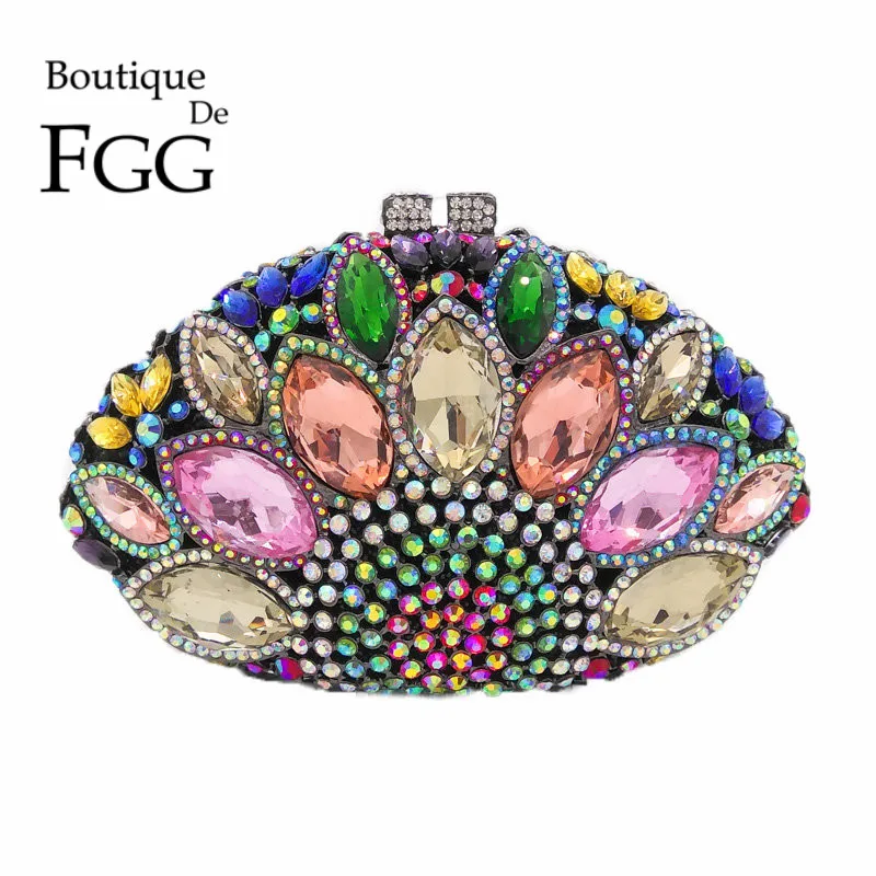 Boutique De FGG выдалбливают Для женщин шикарная, из кристаллов Сумка-клатч вечерняя сумки Свадебный Свадебная вечеринка выпускного вечера сумочка кошелек металлический клатчи