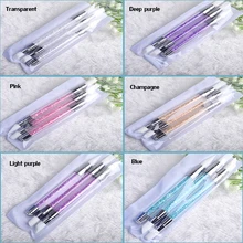 3 sztuk/zestaw silikonowe pędzle do paznokci kolorowy obraz pióro nowe 2 strony do paznokci Rhinestone narzędzia do manicure