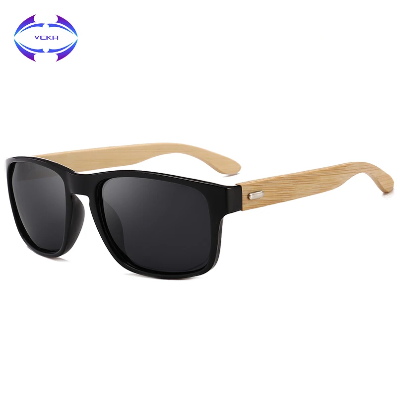 

VCKA Wood Brand Design Natural Bamboo Sunglasses Sea Gradient Lenses UV400 Driving Shade Mens Sunglasses Eyewear