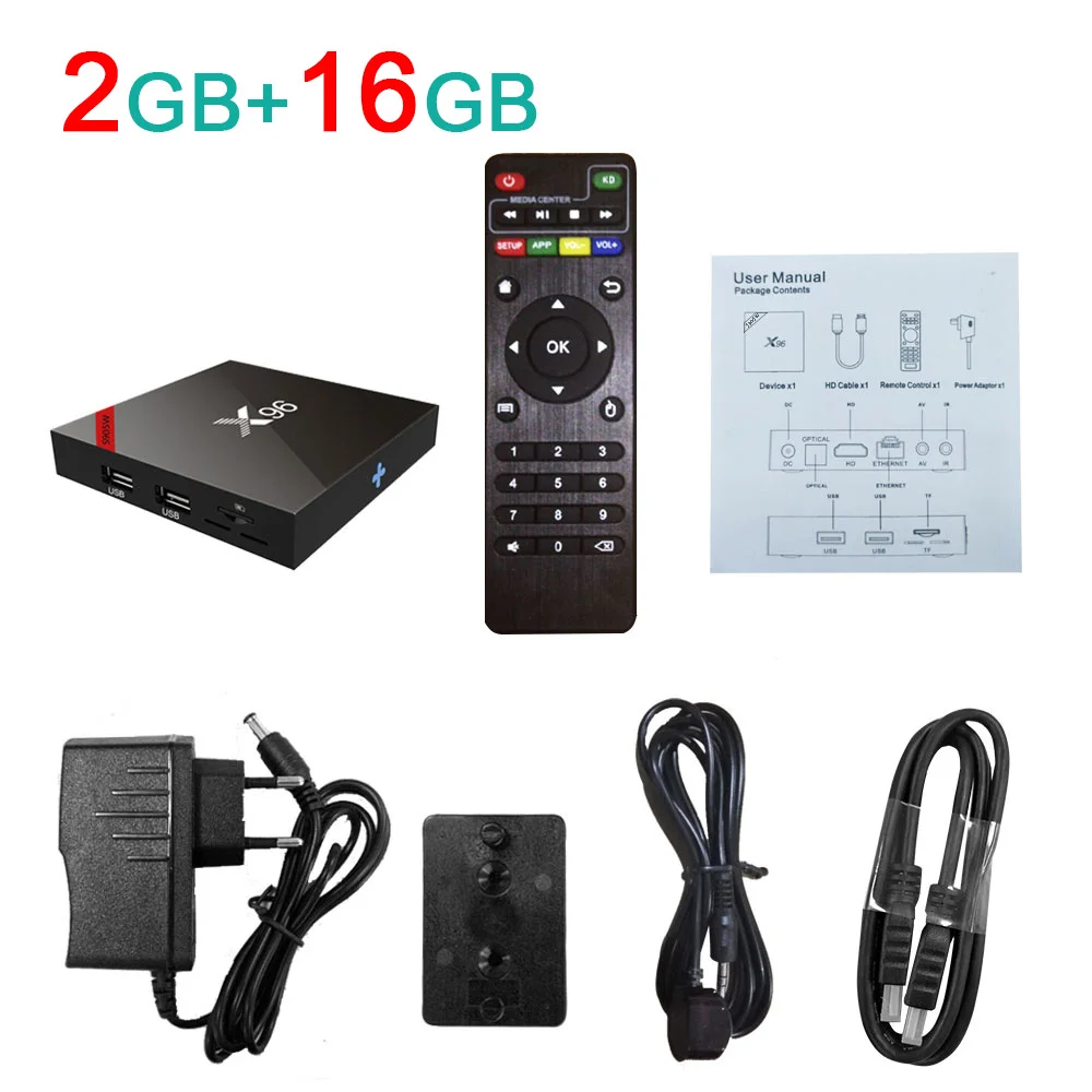 X96 Android tv Box Amlogic S905W Smart tv BOX четырехъядерный 1 ГБ/2 Гб ram 8 ГБ/16 ГБ rom HD2.0 поддержка 4K телеприставка медиаплеер - Цвет: 2GB 16GB