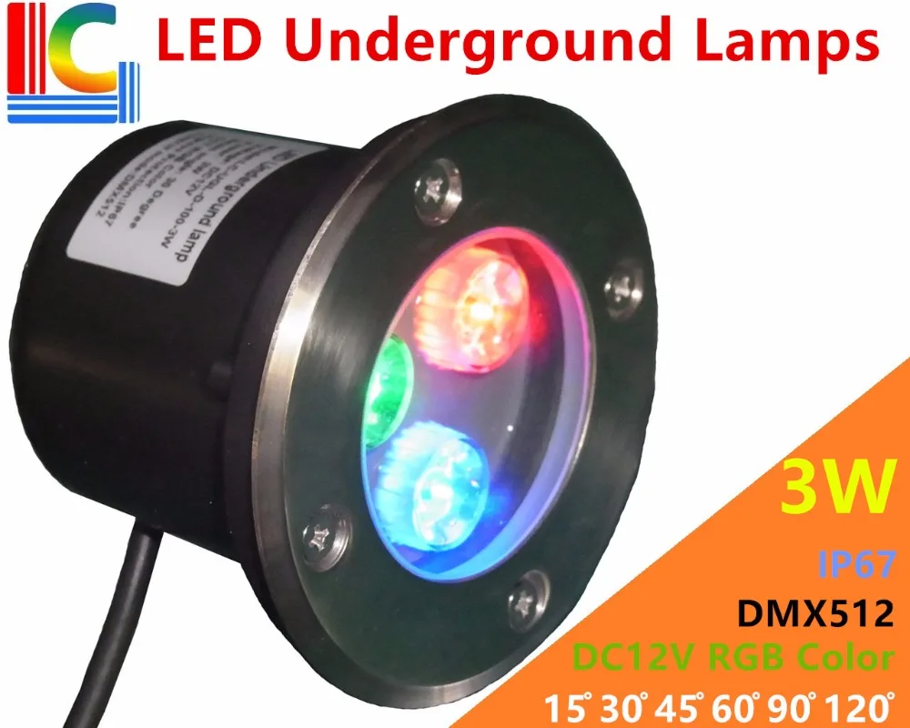

3W LED Underground Lamps 12V 110V 220V 85-265V Outdoor IP67 Waterproof Buried lights DMX512 Color Garden Lighting CE