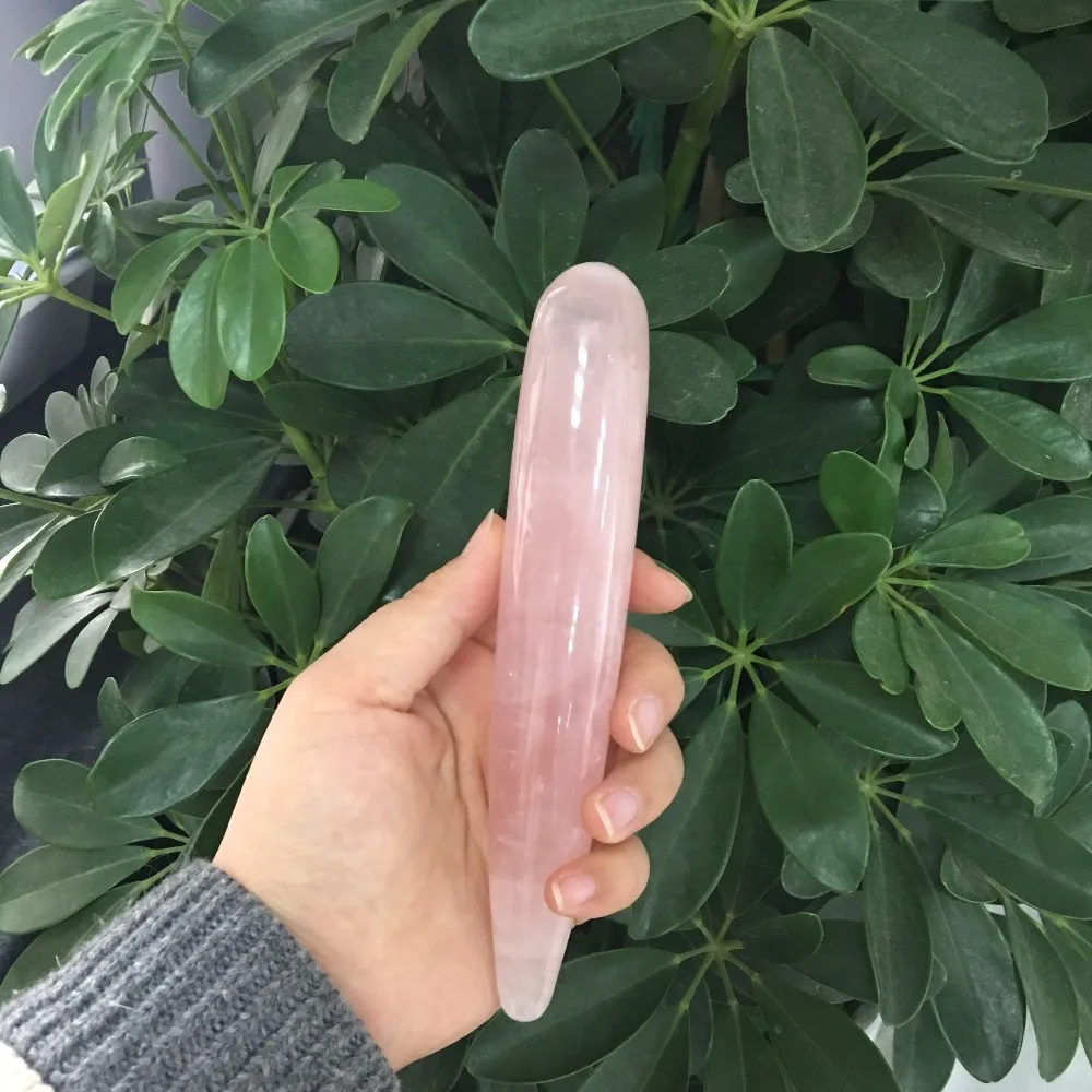 18 см хороший розовый натуральный розовый кварц Кристальный массаж йони-палочка Секс игрушки для исцеления подарок WQ