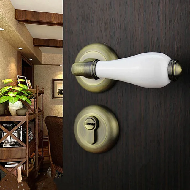 European Interior Split Door Lock Bronze Handle Bathroom European Interior Split Door Lock Bronze Handle Bathroom Bedroom Wooden Ceramic Antique Br