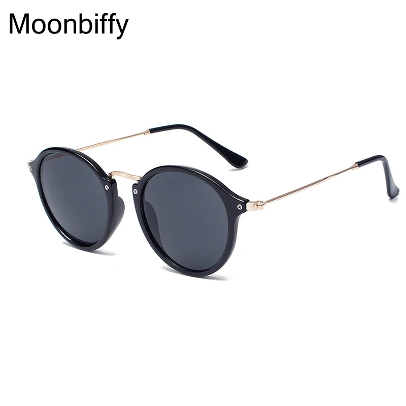 

Moonbiffy 2018 New Arrival Round Sunglasses Retro Men women Brand Designer Sunglasses Vintage coating mirrored Oculos De sol