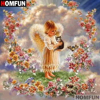 

HOMFUN Full Square/Round Drill 5D DIY Diamond Painting "Girl angel" 3D Embroidery Cross Stitch 5D Home Decor A07232