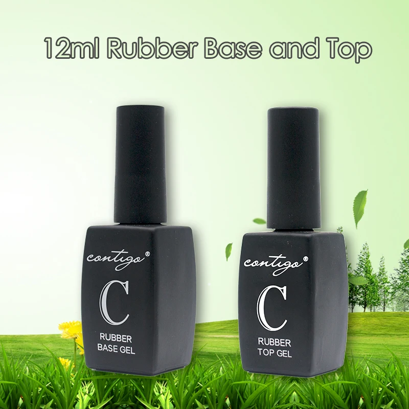 

Contigo New Arrived 12ml Rubber Base and Top Coat DIY Thick Nail Base Coat Semi Permanant uv Gel Varnish For Nail Art Primer