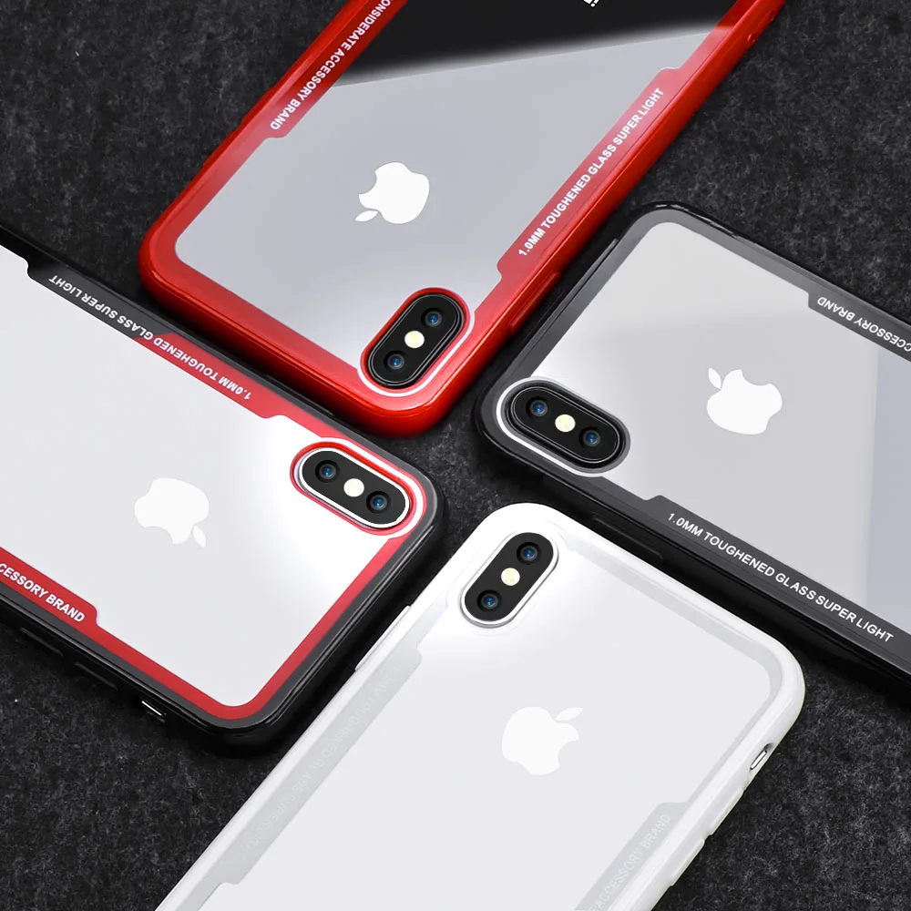 

TPU & PC case for iphone X 6 6s 7 8 plus Transparent Acrylic PC Back Cover Soft TPU Edge Cases for iphone XR XS Max Protector
