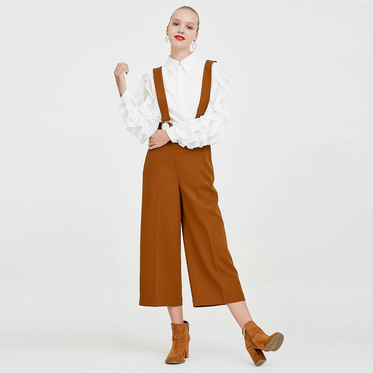 Vero Moda женские весна и лето съемные ремни широкие брюки | 31816J505 - Цвет: Burnt caramel