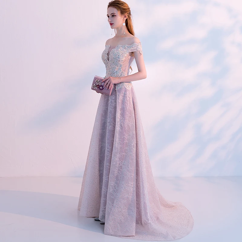 Elegant Evening Dress Long 2019 Lace Evening Gowns Off The Shoulder Prom Party Dresses Vintage Robe De Soiree Elegant Evening Dress Long 2019 Lace Evening Gowns Off The Shoulder Prom Party Dresses Vintage Robe De Soiree