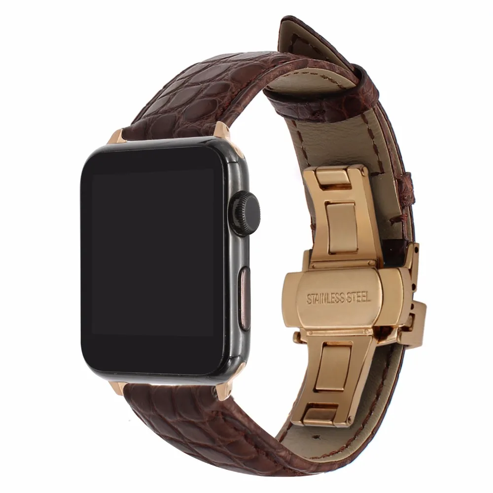 Ремешок из натуральной крокодиловой кожи для iWatch Apple Watch 38 мм 40 42 44 серия 5 4 3 2 1