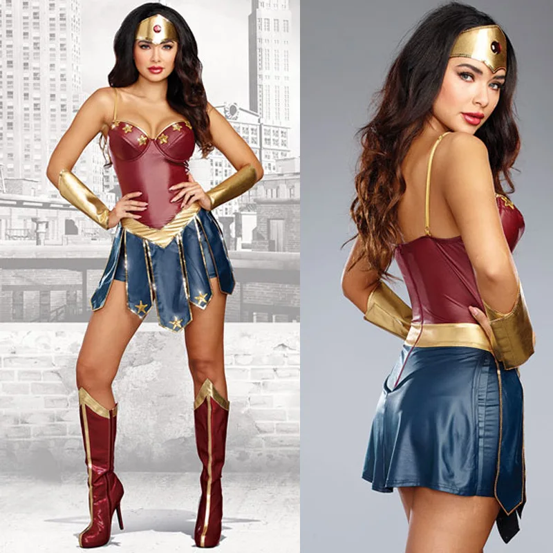 

3 Pcs Halloween SuperWoman Cosplay Costumes Adult Justice League Super Hero Costume Supergirl Dress Fantasia Hero Cosplay Outfit