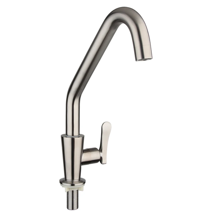 Single cold water faucet Kitchen faucet brushed kitchen tap 304stainless steel Single Handle Single Hole Deck Mounted Ceramic