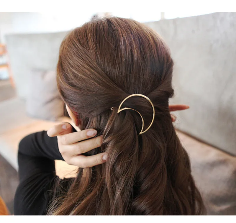 Fashion Woman Hair Accessories Triangle Hair Clip Pin Metal Geometric Alloy Hairband Moon Circle Hairgrip Barrette Girls Holder