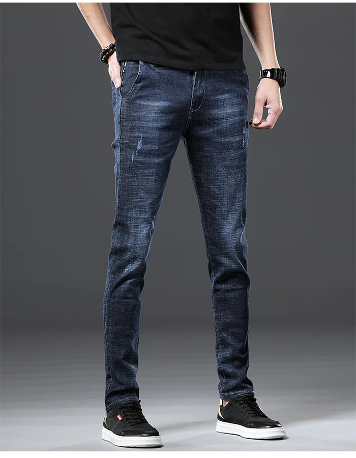 Jantour2019 сезон весна; Новинка; мужские классические модные дизайнерские джинсовые узкие прямые брюки повседневные мужские джинсы Высокое
