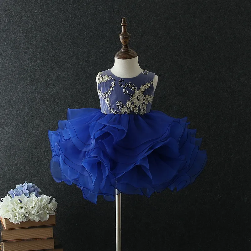 

Ball Gown Baby Girl Dresses Tutu Blue Wedding Princess Vestidos 2019 Baby Clothes Girls Of 1 2 3 4 5 Years Old RBF184024