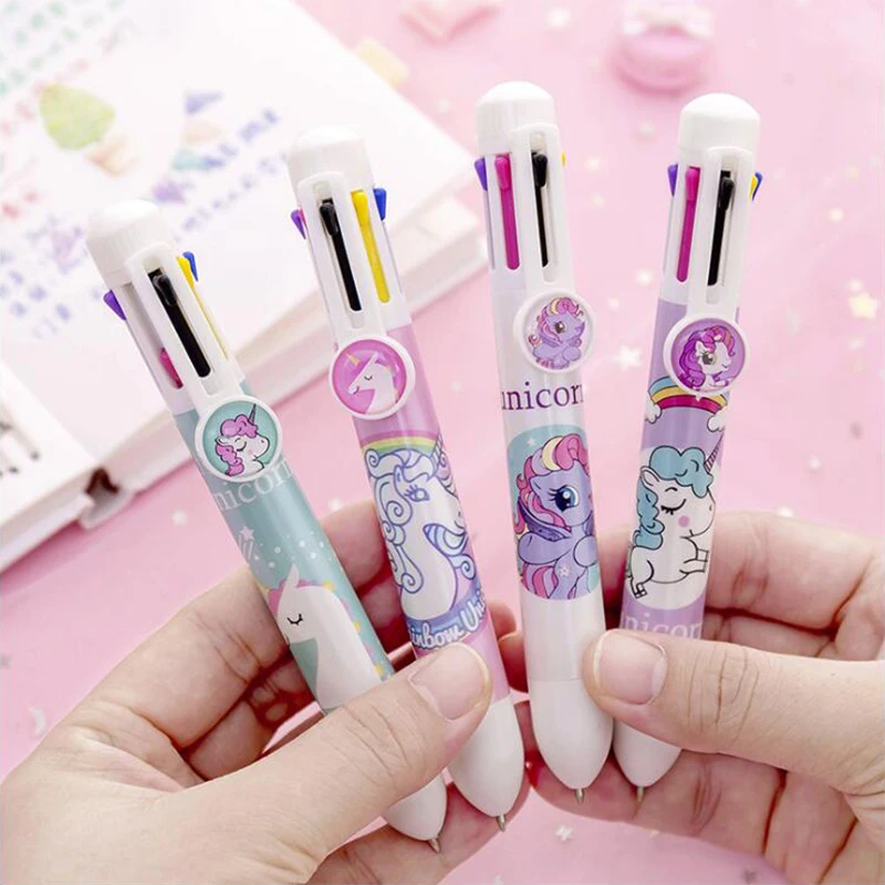 

8 Color Ink Ballpoint Pen Colored Unicorn Series Funny Press Ball Pens For Writing Office Stationery and School Supplies 1PCS