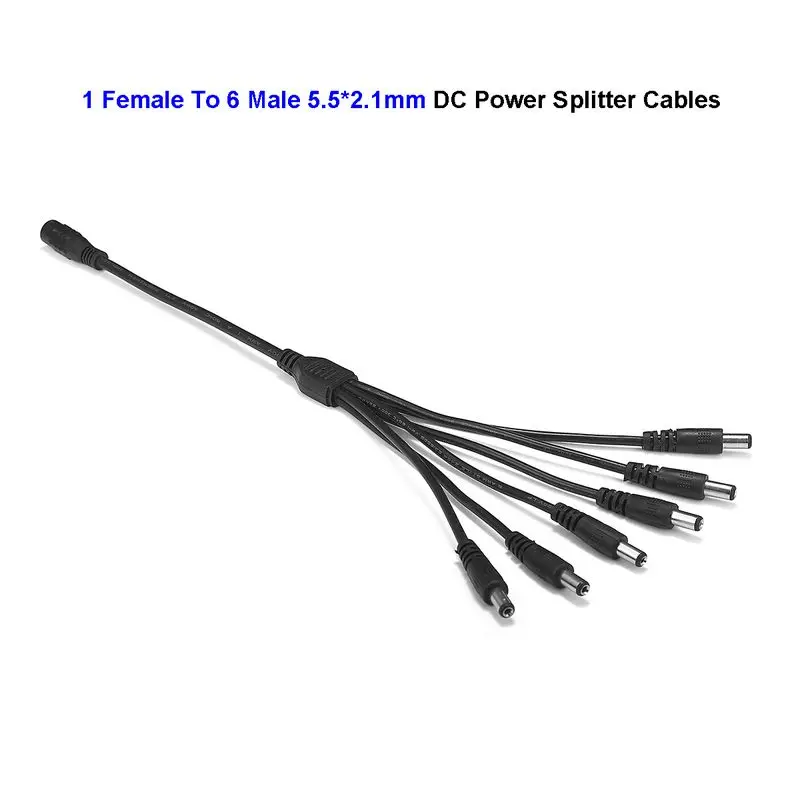 100pcs 5 5 X 2 1mm DC 1 To 6 Way DC Power Splitter Cable Jack Plug