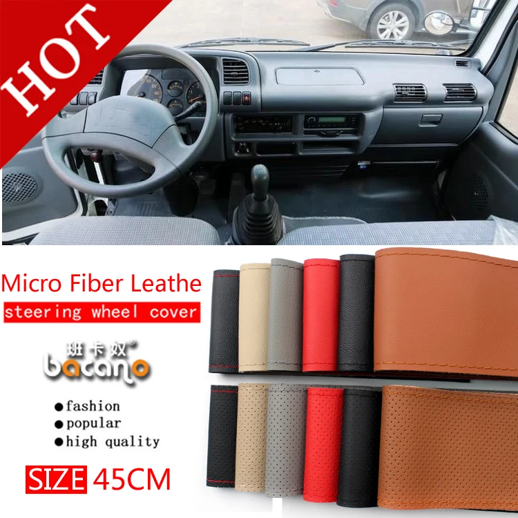 

BACANO large steering wheel cover for RV Truck micro fiber leather car 45cm steering wheel braid Durable