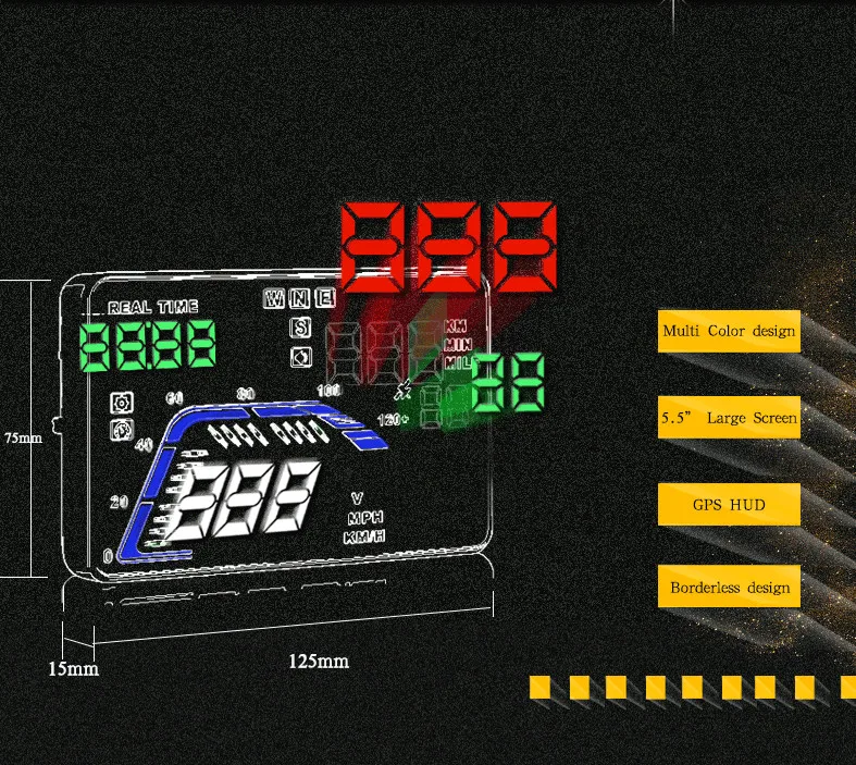 5,5 дюймов Q7 совместим со всеми автомобильными скоростными проекторами, цифровыми gps скоростными измерителями, автомобильные HUD, автомобильные проекторы на лобовое стекло, дисплей на голову