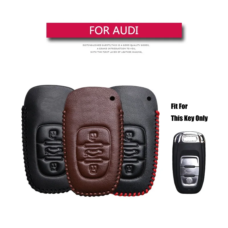 

Genuine Leather Auto Key Protection Cover Case For Audi A4 A4L A6 A6L Q5 Q7 Smart Remote Car Key Holder Shell Car-Styling