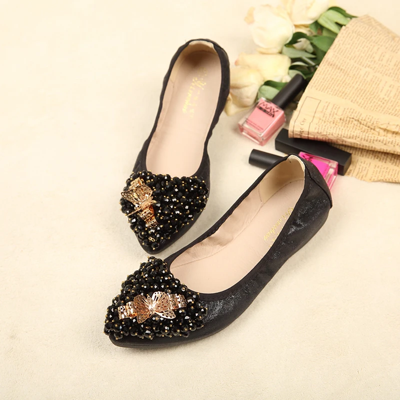 

Dropshipping Women Ballerina Flats Roll Slip on Rhinestone Oxfords Women Loafers Shoes Oxfords Casual Ladies Flats Shoes