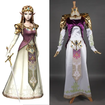 

The Legend of Zelda Cosplay Costume Adult Princess Zelda Costume Women Halloween Carnival Party Fancy Dress Full Set Custom Made