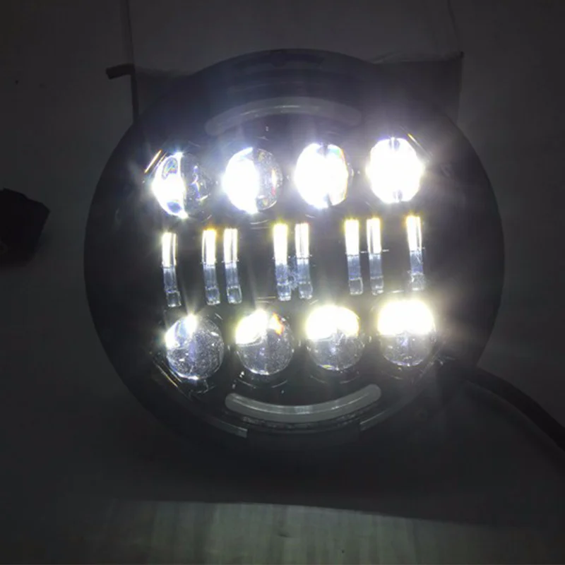 2016 New 7 inch 80W Chrome Motorcycle LED Headlight with white DRL and yellow turn Signa for Harley davidson Motorcycle lighting (18)