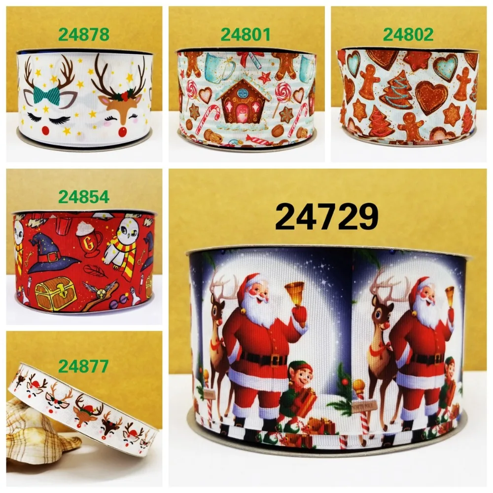 

Free shipping 50 yard per size christmas ribbon printed grosgrain ribbon 24878