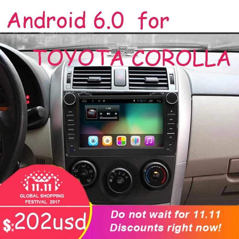 Discount 2 din Quad Core android 8.1 car dvd Bluetooth Wheel Audio Control Steering for toyota corolla 2007 2008 2009 2010 2011 0