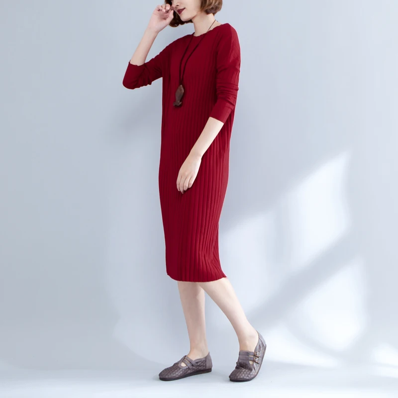 Women Autumn Long Dresses Knitted Clothing Korean Female Sweater Dress 2018 New Long Sleeve Fall Clothing CH794 (2)