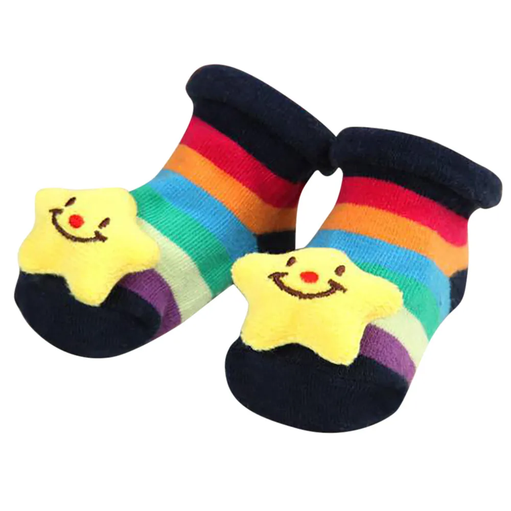 

2019 Toddler Cartoon Newborn Baby Girls Boys Anti-Slip Floor Socks Cute Infant Kids Animal Cotton Leg Warmers Striped Socks