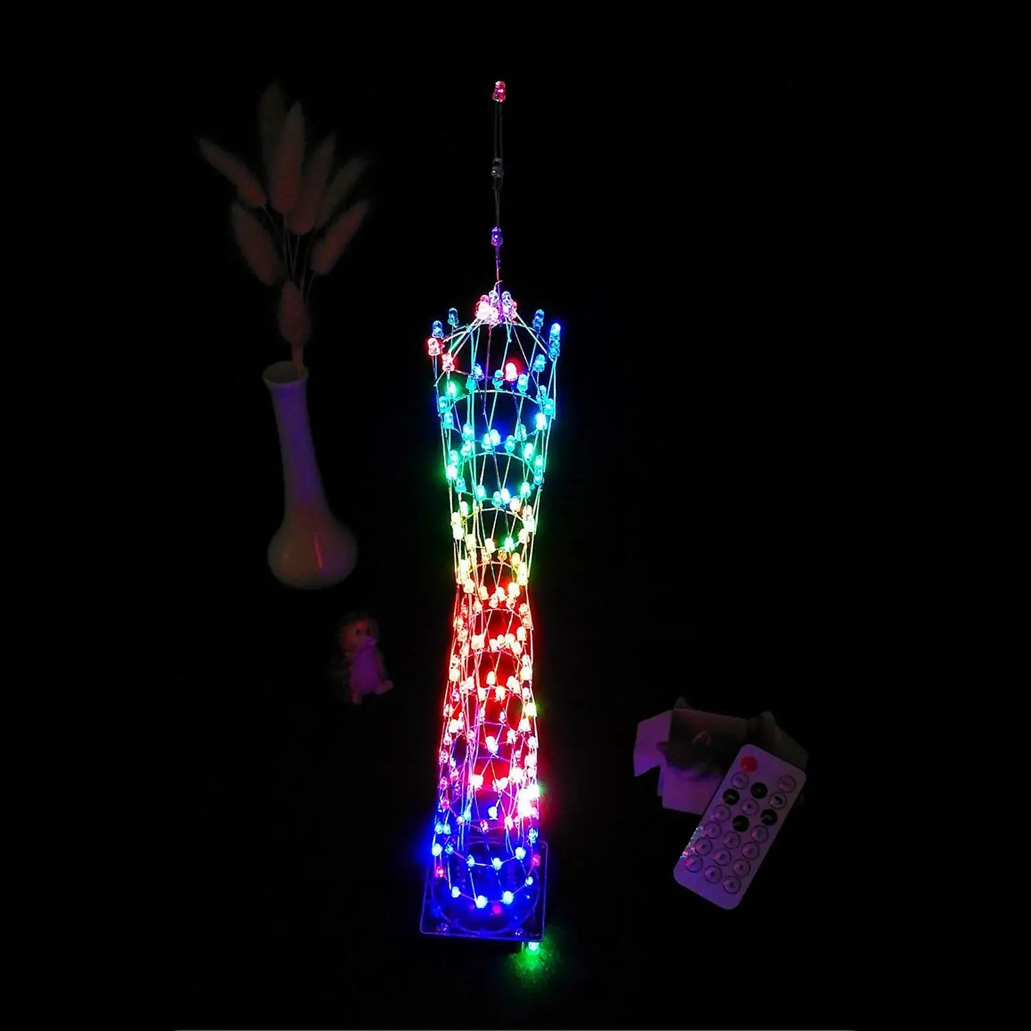 

HOT SALE DIY LED Light Cube Canton Tower Suite Wireless Remote Control Electronic Kit Music Spectrum Soldering Kits DIY Brain-