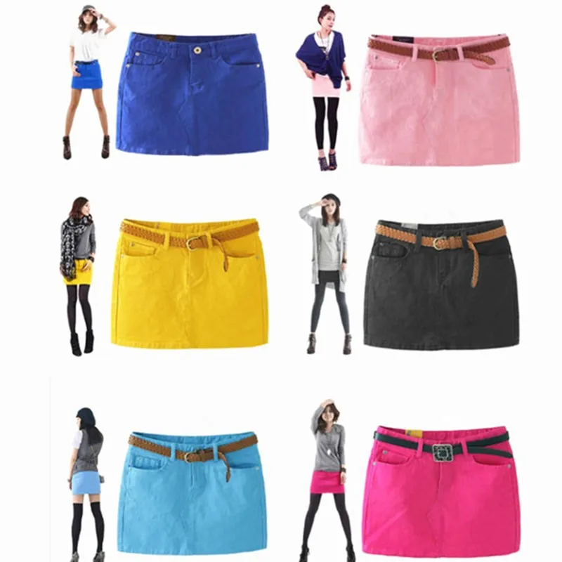 YJSFG домашняя Летняя короткая джинсовая юбка ярких цветов, женские узкие джинсовые юбки с высокой талией, повседневные юбки-карандаш миди с карманами