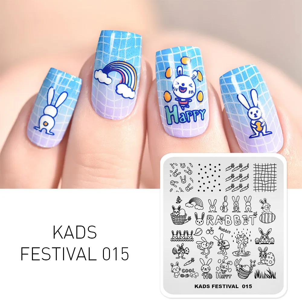 Kads Nail Stamping Plates Festival 015 Cute Easter Rabbit Nail Art Design  Template For Manicure Stamper Stencil Nails Tool - Nail Templates -  AliExpress