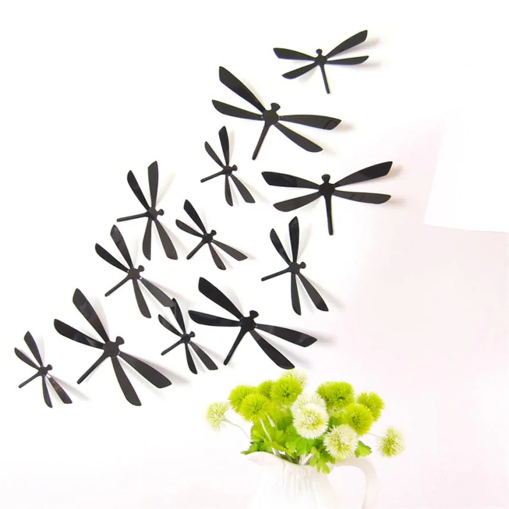 12 шт. ПВХ 3d наклейка на дверь или холодильник 2 цвета|wall sticker decor|sticker decorationdragonfly |