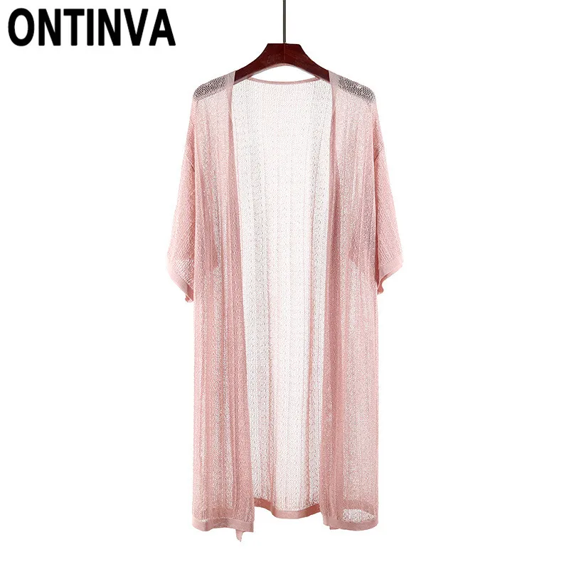 

Women Pink Long Thin Crochet Shawl Cardigans Batwing Sleeve Hollow Out Knit Cape Sweaters Jumpers Outwear Tricot Coat Korean Top