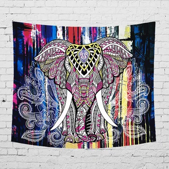 

2018 New Hot Indian Elephant Home Tapestry Wall Hanging Beach Towel hang bedroom living room Decoration Tapestry Beautiful