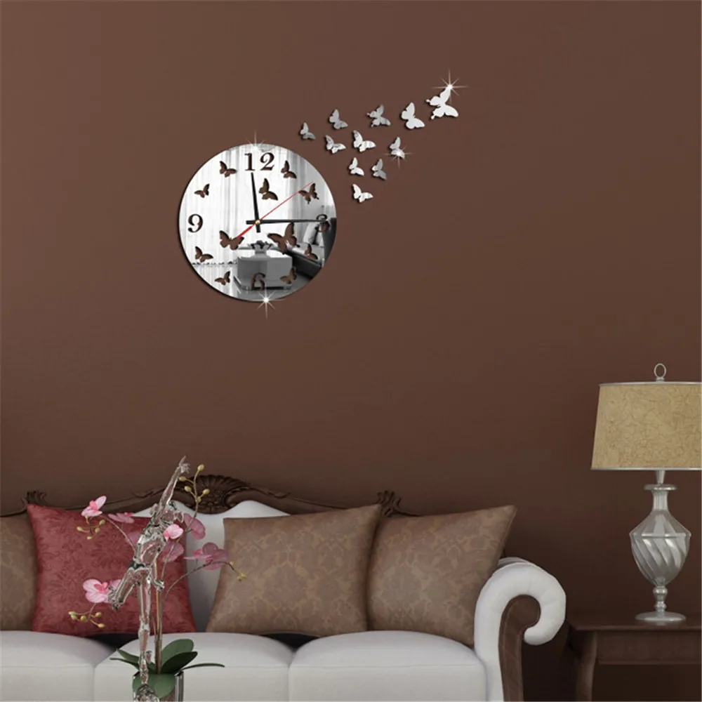 

Butterfly 3D DIY Mirror Living Room wall stickers home decor Home Modern Design Decoration Wall Clock