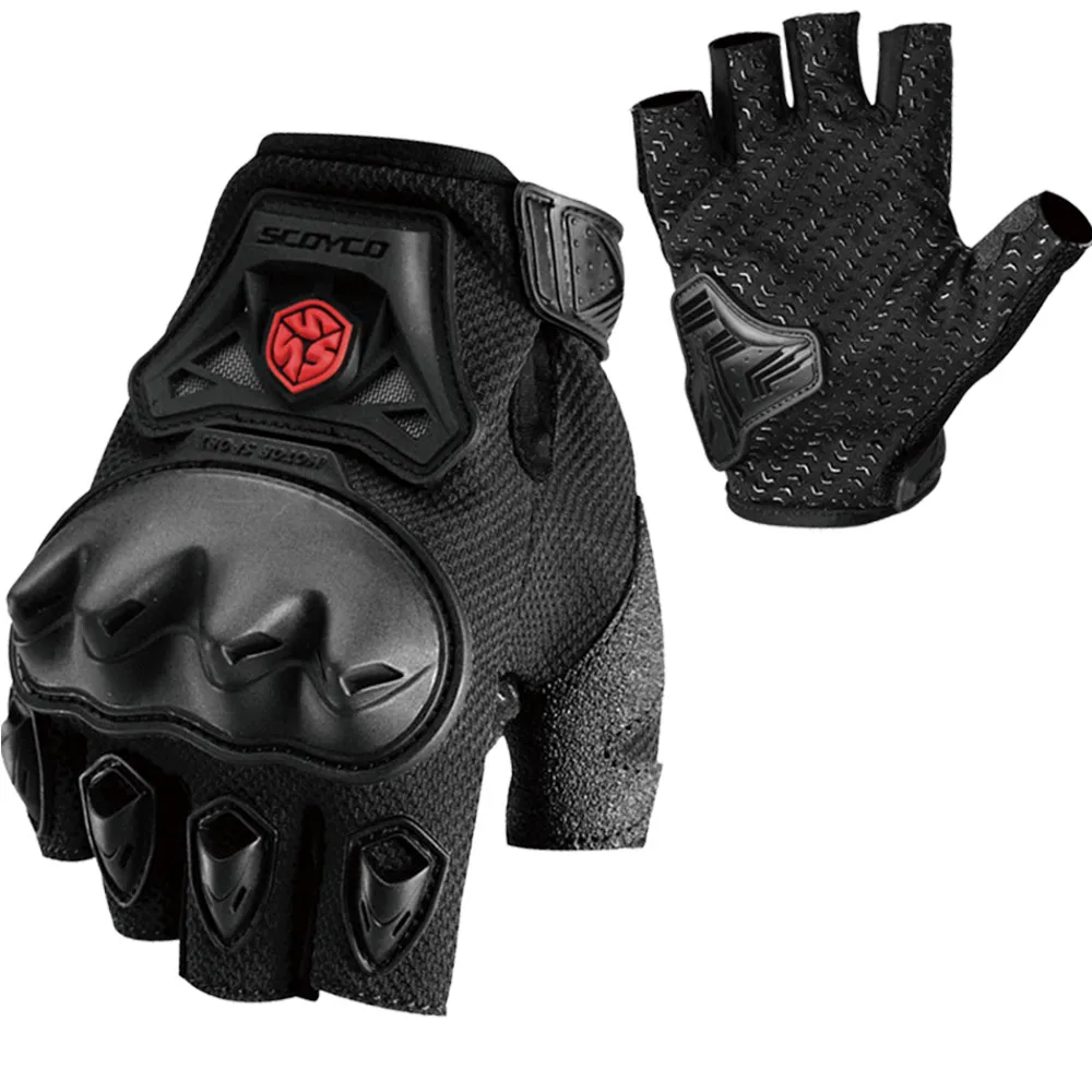 SCOYCO перчатки на половину пальца для мотоцикла Защитные дышащие противоскользящие перчатки без пальцев перчатки для велоспорта MBX Мотоциклетные Перчатки